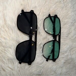 Stylish Black and Green Sunglasses Set
